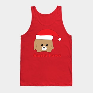 Santa Paws Dog in Christmas Hat Tank Top